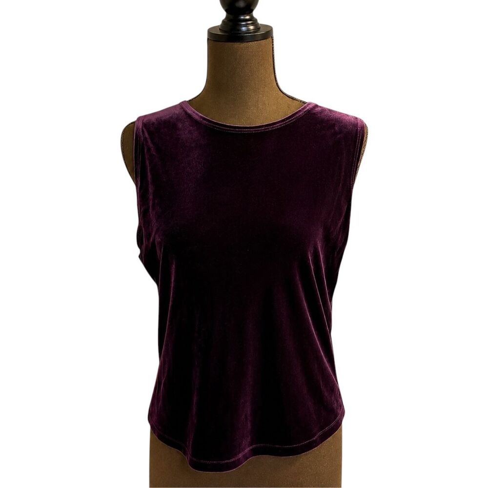 NWT Kasper Velvet Sleeveless Top Size M | Deep Plum Shiraz Purple | Holiday Part